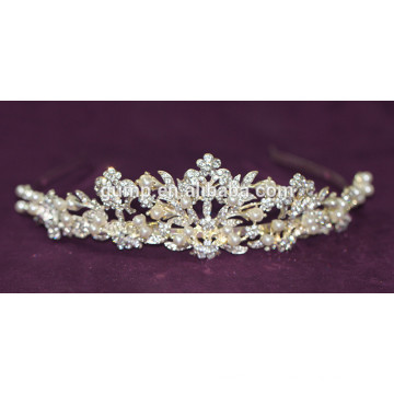 Elegant Wedding Tiara Bridal Rhinestone Pearl Crown